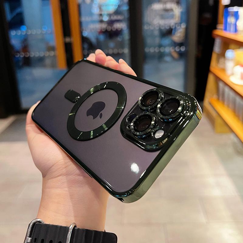 Luxury Magnetic For Magsafe Wireless Charge Plating Clear Case For iPhone 12 13 14 15 16 17 Air Pro Plus Max Shockproof Silicone Cover