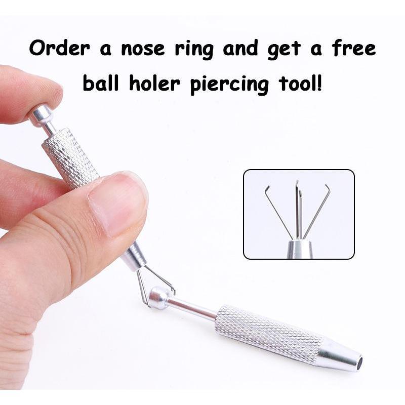 More size Nose Ring 20G 7mm/8mm Horseshoe Nose Hoop (Free Gem Picker Tool) Internally Threaded Gems Lightweight