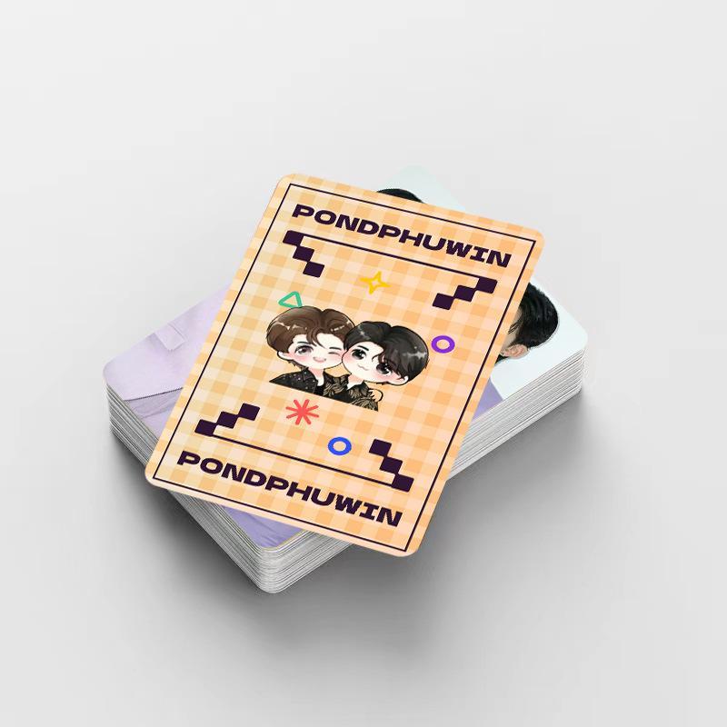 92Pcs/Set Thailand Stars PondPhuwin Laser Lomo Card Pond&Phuwin Characters Small Cards Photocard With Stickers Fans Support Card