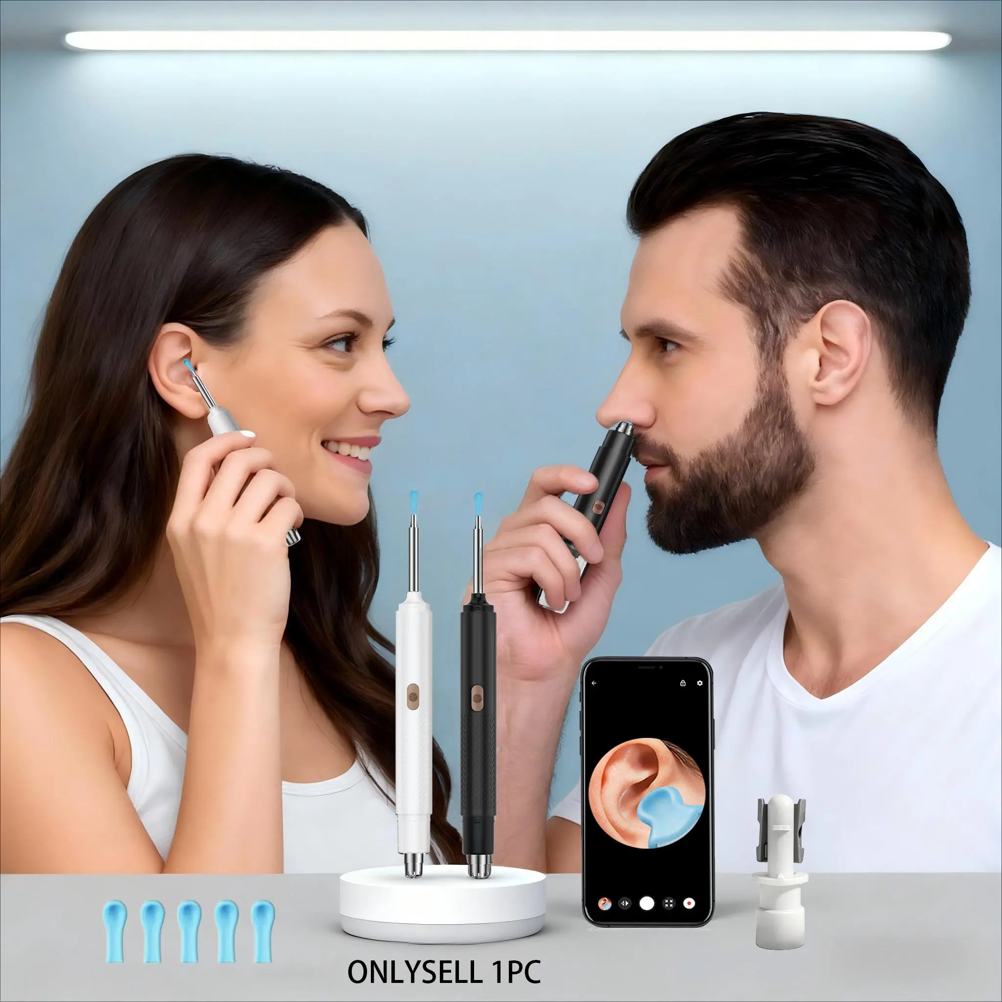 1pc Earwax removal tool nose hair trimmer two-in-one, Ear Cleaner with Camera, Ear Scope, Earwax Removal Kit with Otoscope for Phone, iPad, Android Phones