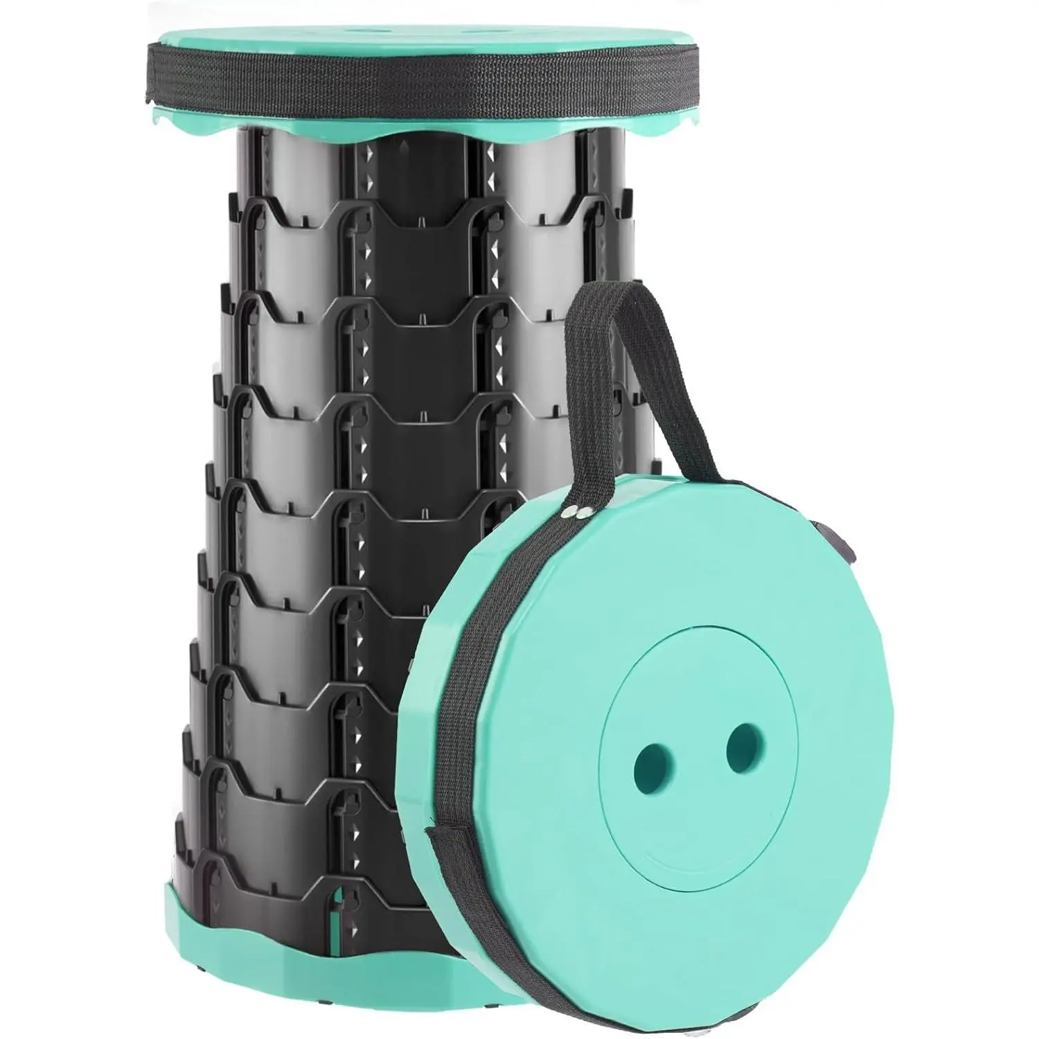 Collapsible Stool, Portable Foldable Stool for Adults, Camping | Telescoping pop up stool, height adjustable 2.4 to 17.5 in, only 2 lbs, retractable seat for fishing, hiking, BBQ and travel