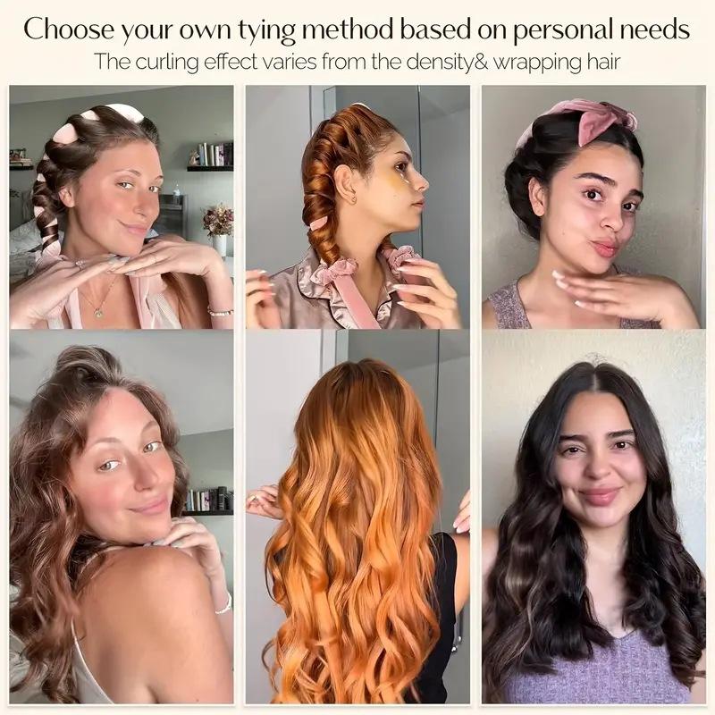 No-Heat Curler Set for Natural Sleep Curls, Simple Design Single Pack, Heatless Curling Set, Heatless Hair Curler