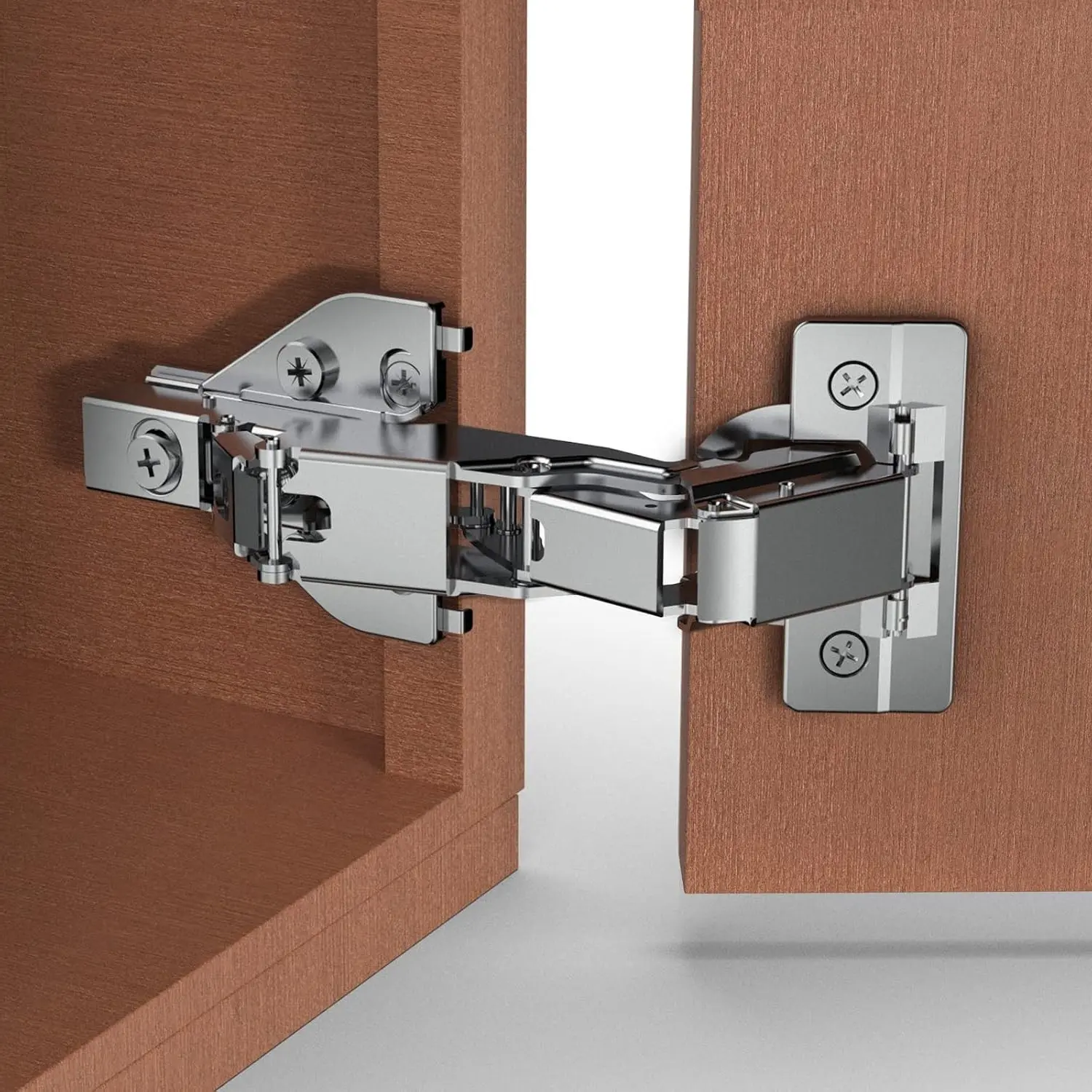 2 Pack 165 Degree Lazy Susan Hinge, Face Frame, CLIP ON Plate for Easy Installation, Soft Close Multi-pivot Concealed Hardware for Corner Kitchen Cabinet, Cupboard, Folding Door, Closets