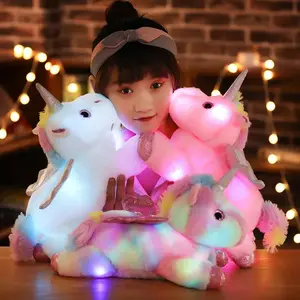 Colorful LED Light Unicorn Doll Plush Toys Soft Cute Throw Pillows Birthday Gift Stuffed Animals Glowing Toy for Girls Chidren