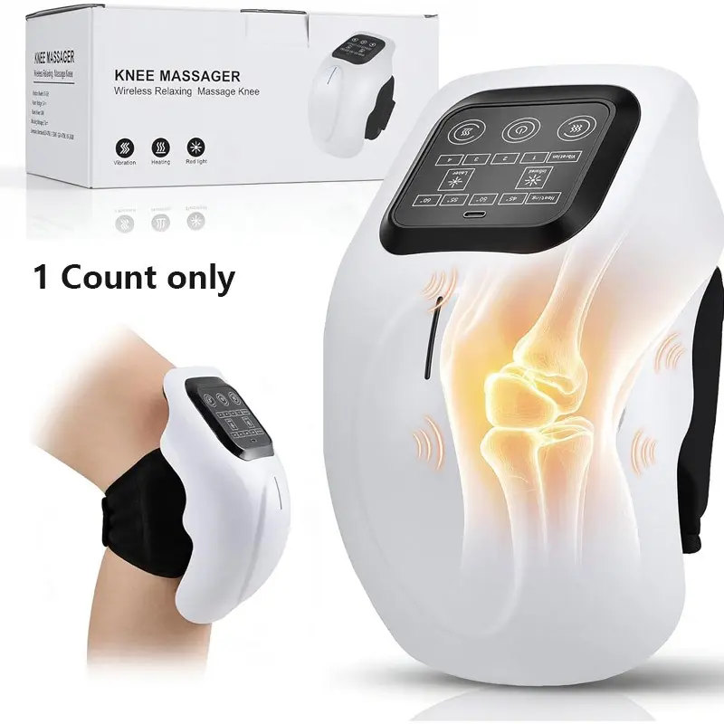Cordless Portable Knee Massager Therapy 4 Heat Levels, Vibration Red Light, Rechargeable Heating Knee Joint Massager Relax Knee Wrap