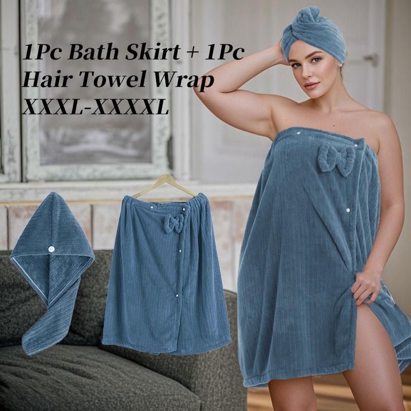 2pcs, Sizes 82*215Cm/82*165Cm, 350Gsm, Lightweight Extra-Large Bath Skirt & Princess Shower Cap, Adjustable with Suitable for M-XXXXL, Thickened Bath Skirt, Ideal for Home Use, Travel, Sauna and Spa, Dimensions 32.31*84.65In/32.31*64.96In