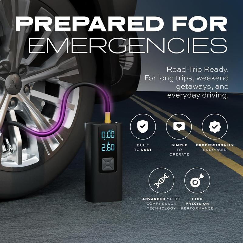 TireHero  Tire Inflator Portable Air Compressor - 150 PSI, Electric Air Pump for balls,  Pump, Inflatables, Paddleboard, Air Mattress,   Safety Kit w/Flashlight
