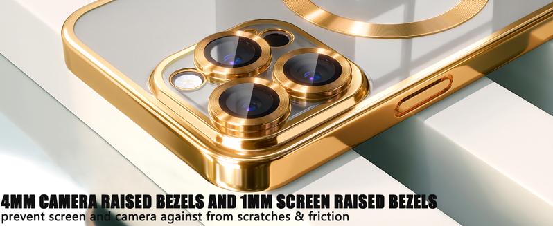 For iPhone17 16 15 14 13 12 11 Pro max Plus MagSafe Cases with Camera Lens Protector Full Protection Clear Magnetic Case Compatible with MagSafe Elegant Anti-Scratch Case Cover Shockproof Protective Case for 17 Pro Max