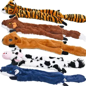 Nocciola 5 PCS Jungle Series Crinkle Dog Toys, No Stuffing Squeaky Dog Toys with Double Layer Reinforced Fabric, Squirrel Fox Cow Dog Toys for Small to Large Dogs, Toybox Canine