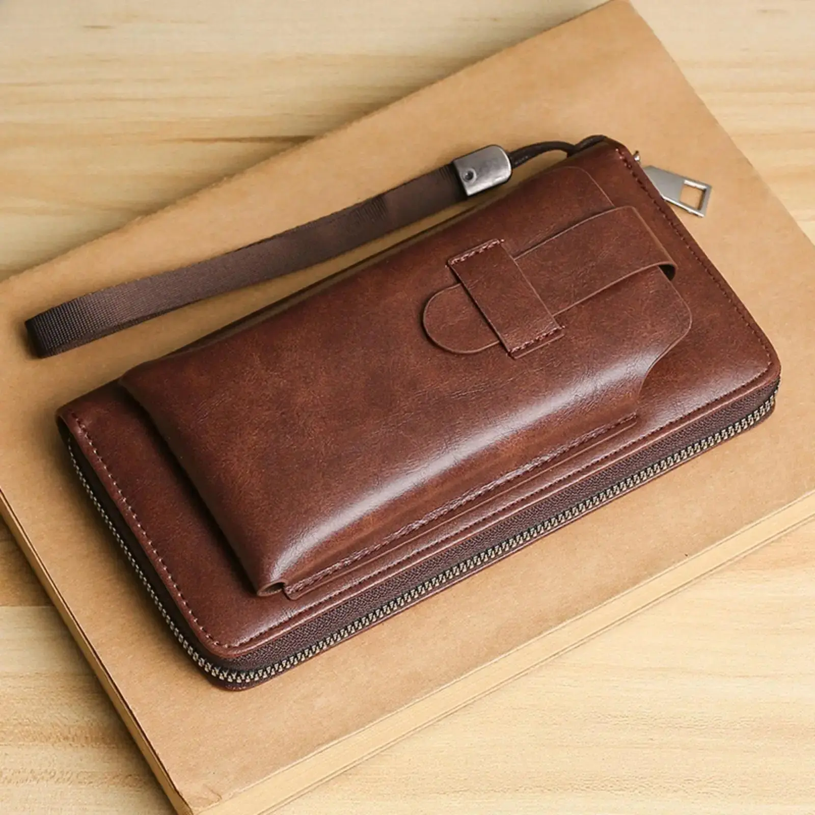 Men's 2026 Long Zip Wallet, Premium PU Leather Slim Bifold with Large Capacity Card Slots & Phone Pocket, Minimalist Travel Organizer Wallet, Durable Lightweight Clutch Purse for Business, Daily Carry & Travel