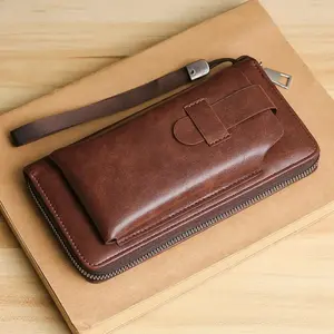 Men's 2026 Long Zip Wallet, Premium PU Leather Slim Bifold with Large Capacity Card Slots & Phone Pocket, Minimalist Travel Organizer Wallet, Durable Lightweight Clutch Purse for Business, Daily Carry & Travel