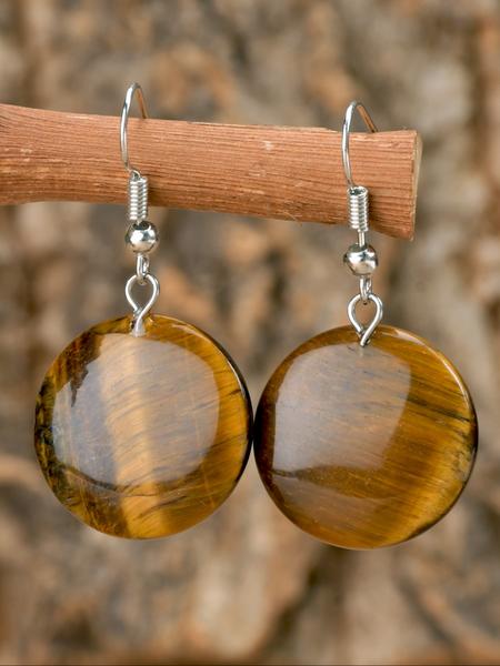 Natural Tiger Eye Stone Earrings Set, 5 Pairs Elegant Water Drop Design, Autumn Natural Stone Ear Studs, Precious Jewelry Gift, Natural Crystal Jewelry