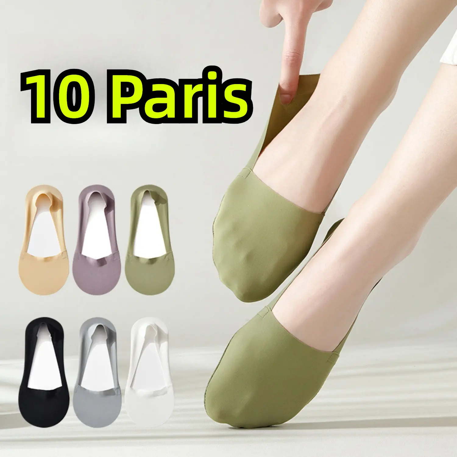 Invisible Socks Women Cotton Breathable No Show Socks Ultra Thin Summer Seamless Silicone Non Slip Moisture Wicking Low Cut Liner Socks 10 Pairs Pack