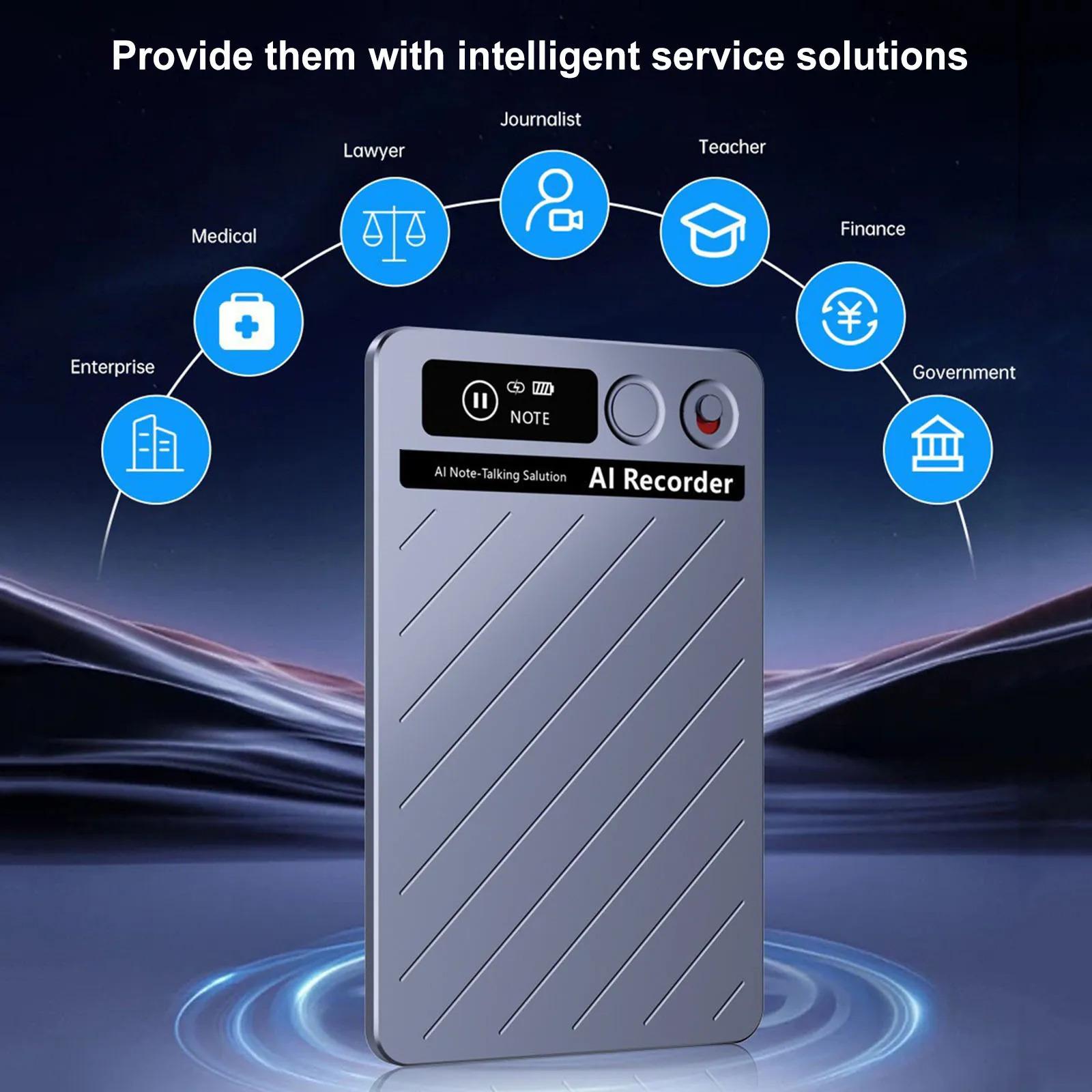 AI Voice Recorder with Real-Time Transcription & Translation Audio Recording Device App Control for Lectures Meetings Calls