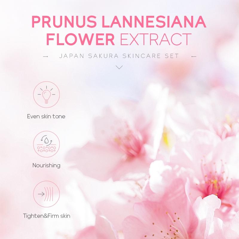 Sakura Skincare Set (1 Set), Facial Cleanser & Cream & Eye Cream & Serum & Lip Mask & More, Beauty & Personal Care Product, Birthday Gift, Valentine's Day Gift, Pink, Care Kit