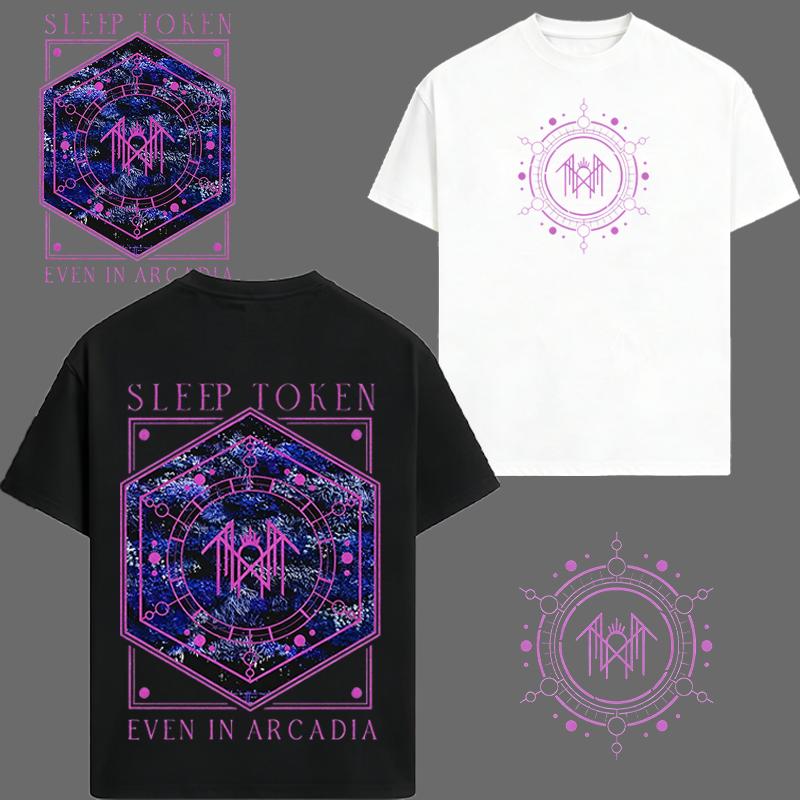 Unisex Fit Washed T-Shirt Sleep Token Graphic T-Shirt Rock Merchandise Top Men'S And Women'S Clothing Rock Band Shirt Retro Music Tee Vintage Casual Short Sleeve T-Shirt For Daily Weart