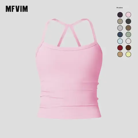 Women's Slim Athletic Fit Backless U-Neck Dry Fit Stretch Workout Top - MFVIM Sweat-Ready Fabric Quick Dry Breathable Sporty Sports Top for Gym & Outdoor Activities
