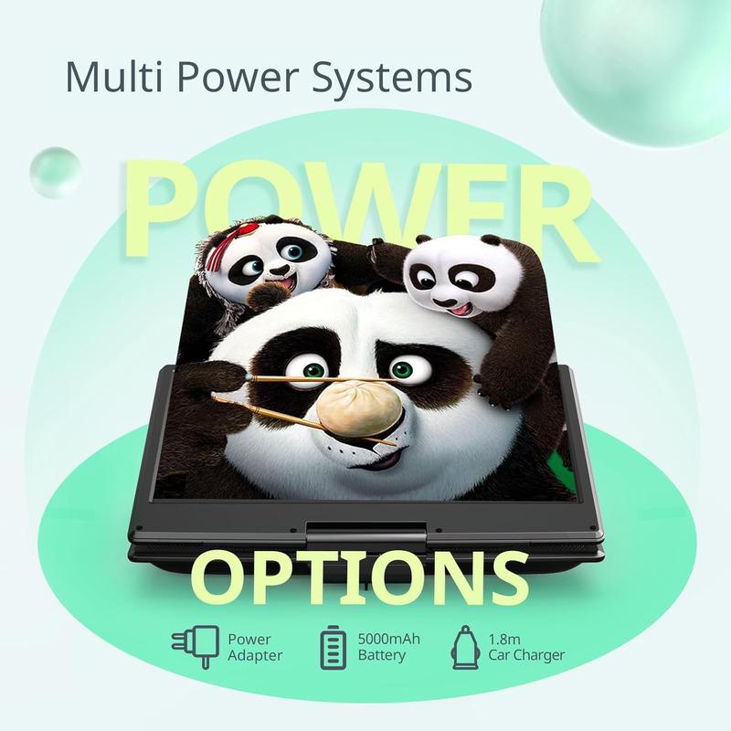 16.9" Portable Dvd Player With 14.1" Hd Swivel Screen For Car  4-6 Hours Playtime Smart Memory Playback Usb/sd Support [blu-ray Not Supported]