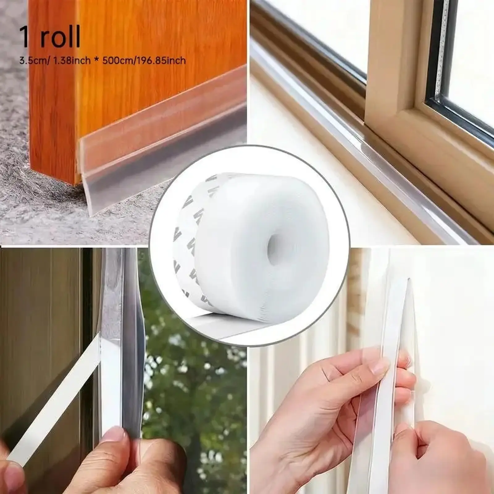 Adhesive Back Gap Seal Tape, 16.4ft x 1.38in Waterproof Door Window Gap Filler for Draft & Noise Reduction Adhesive Back Gap Seal Tape, 16.4ft x 1.38in Waterproof Door Window Gap Filler for Draft & Noise Reduction