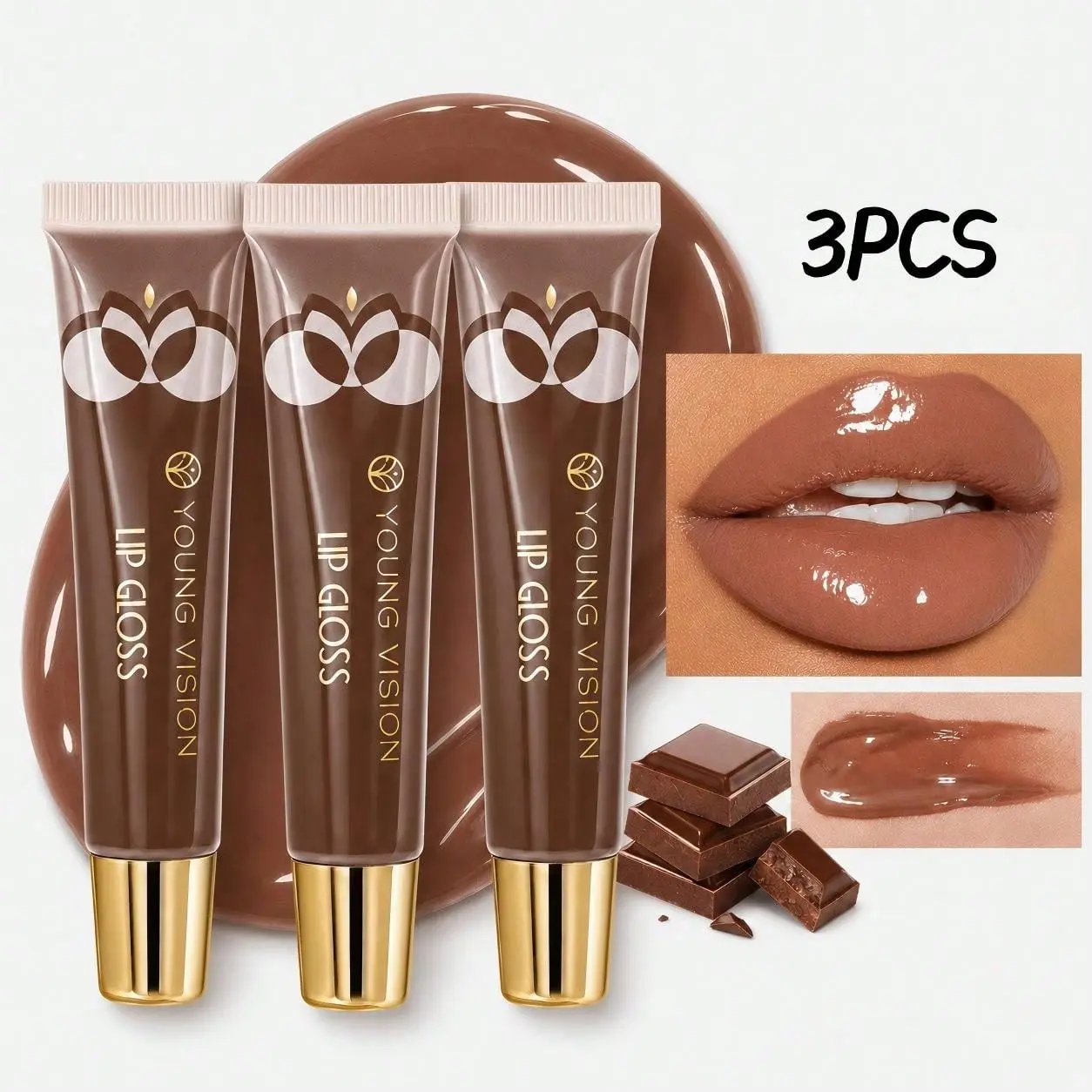 3 Clear Glass Mirror Lip Glosses, Moisturizing Lip Oils, Fruit Lip Glosses, Liquid Lipsticks, Versatile For Everyday Use, Home, Parties, And Gatherings - Lip Combo Set - Makeup Gift