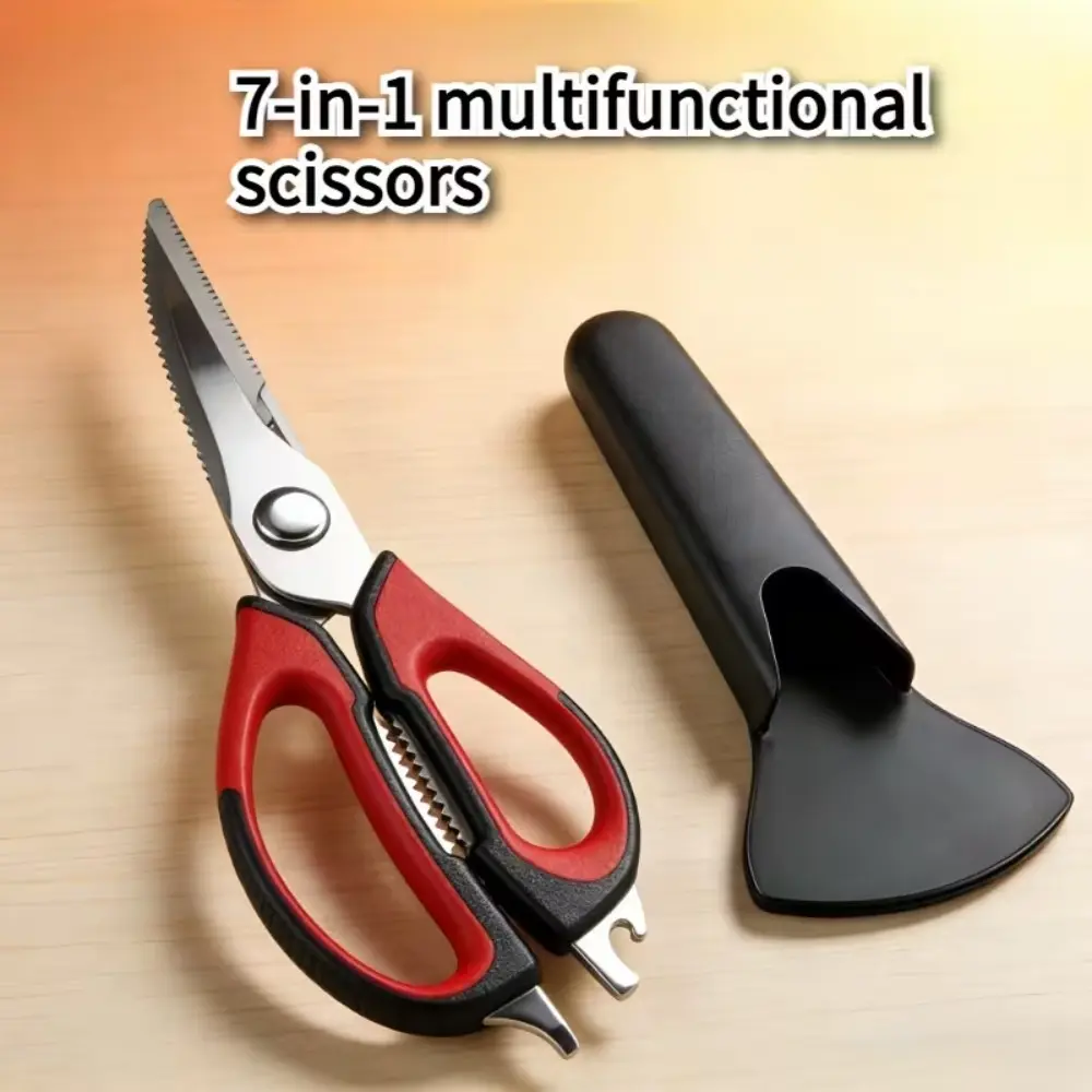 1/2/3 pack 7-in-1 multifunctional kitchen food scissors, detachable household scissors with magnetic bracket, stainless steel sharp kitchen poultry scissors, used for food, meat and fish scissors