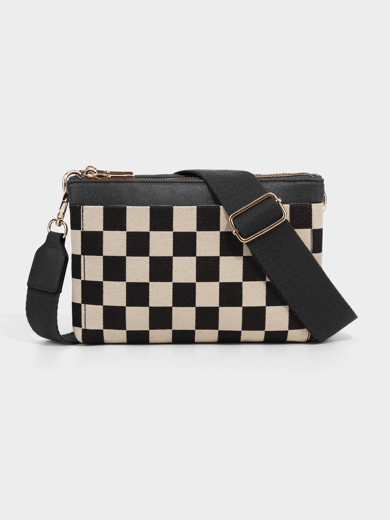 Checkered Portable Bag, Small Square Shoulder Wallet, Lightweight Single-Shoulder Coin Purse, Stylish and Practical Accessory, Geometric Pattern Bag
