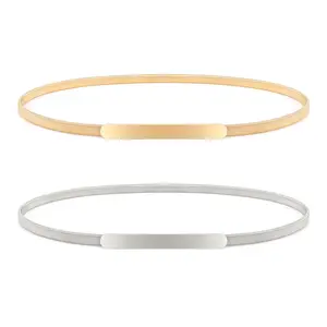 JASGOOD Women Skinny Metal Waist Belt Gold Waistband Elastic Metal Chain Waist Belt for Dress