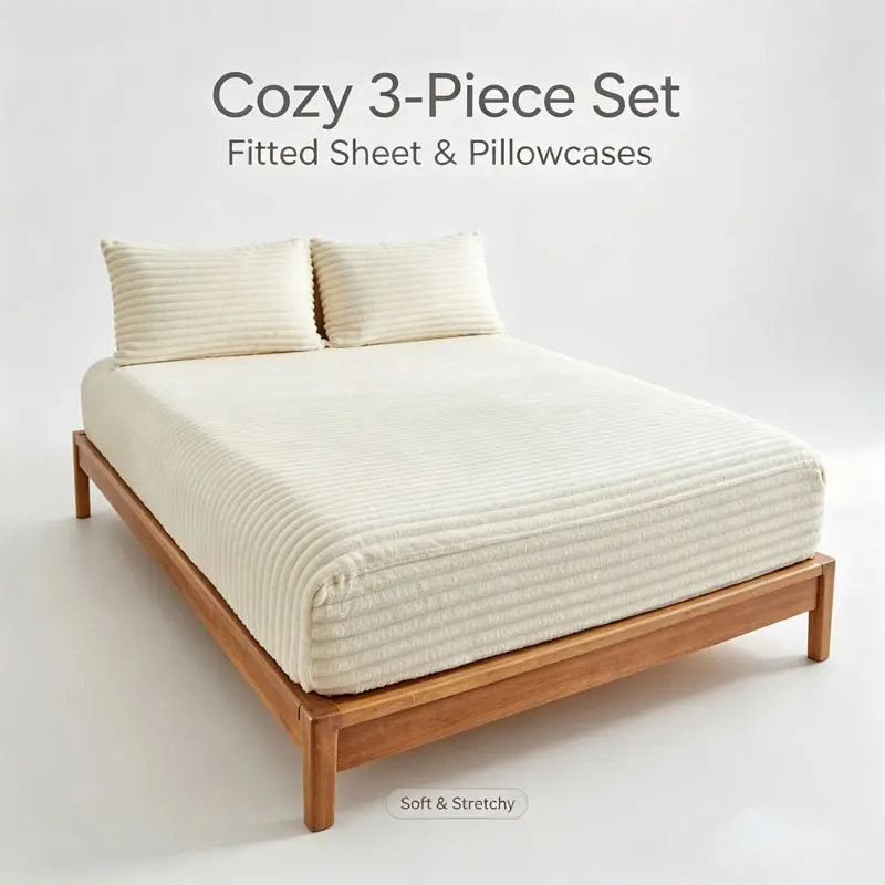 Soft Plush Bedding Set, Warm & Cozy Mattress Protector, Modern Fabric Design, Soft Bedding Sets, Autumn and Winter Home Goods, Comfy Bed Sets