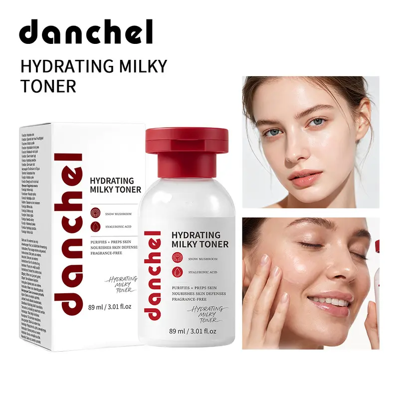 danchel Hydrating Milky Toner, Snow Mushroom & Hyaluronic Acid Nourishing Facial Toner, Fragrance Free Light Milky Texture, Brightening Skin Care Water 89ml