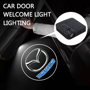 2pcs New Car Door Badge Welcome Light Carbon Fiber LED Atmosphere Lamp Projector Ghost Shadow Lamp Fits For Mazda RX-8 626 BM BL BK GH GJ GL MX-3 MX-5 CX30 Skyactiv 323