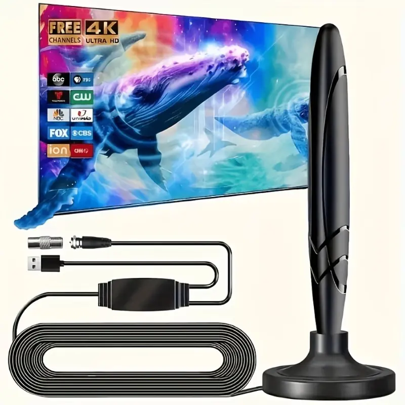 2026 Upgraded 150 Mile HDTV Digital TV Antenna with Signal Booster, 20FT/5M Coaxial Cable, Support 4K 8K 1080P VHF UHF, Indoor Outdoor Weatherproof Aerial for Smart TV RV Home, Free Local TV No Cable Bill