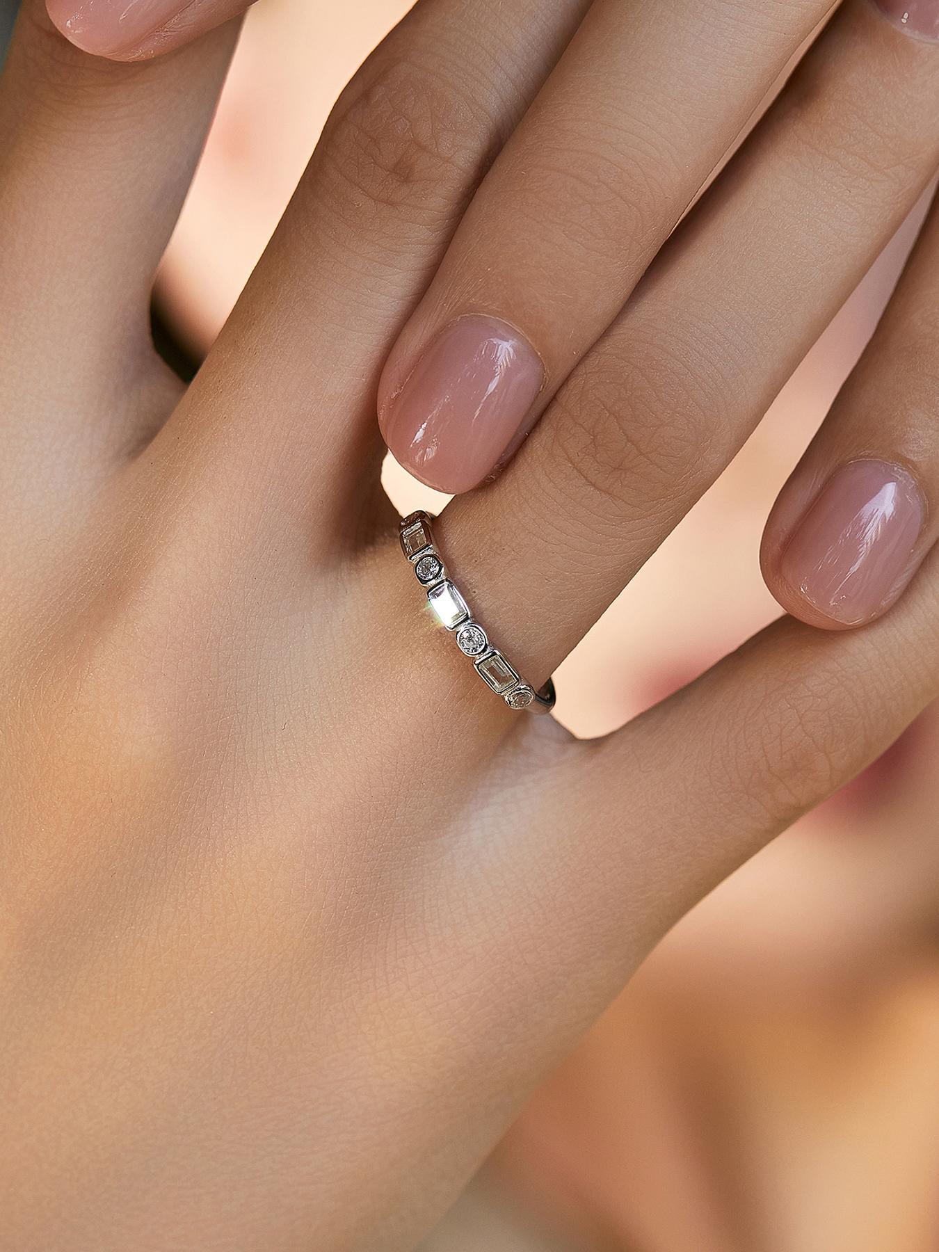 925 Sterling Silver Fashion Rectangle Shaped Zirconia Ring, Stackable Ring for Women, Fashion Jewelry for Party, Daily Decor, Trendy All-match & Exquisite Jewelry for Birthday Gift