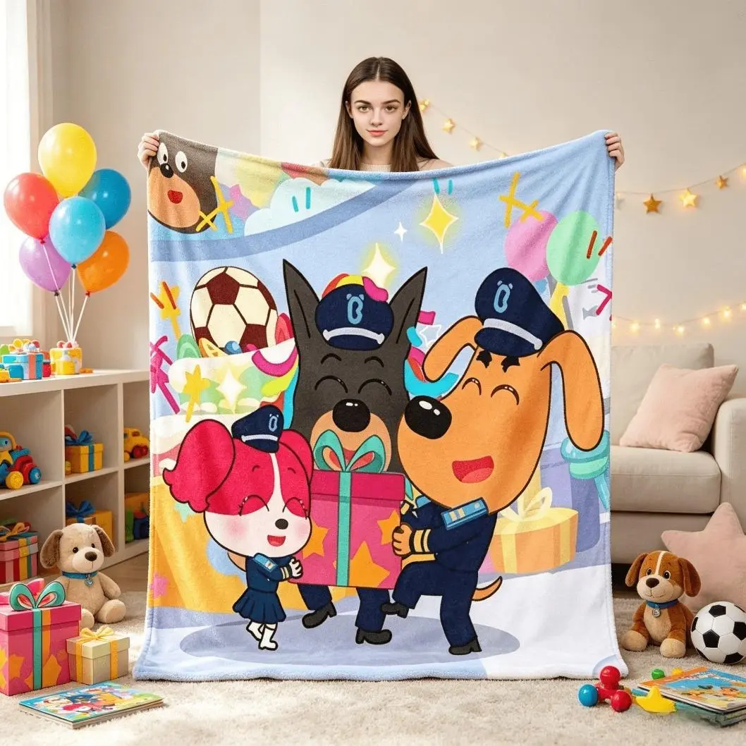 Warm Soft Flannel Blanket Girls Boys Picnic Sheriffs Labradors Graphic Throw Blanket Bedspread Sofa Bed Cover Bedroom Home Decor Cozy Bedding Kids And Adults Lightweight Warm All Season Summerwins
