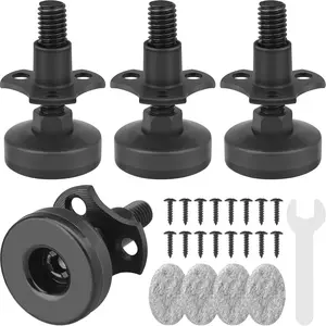 Heavy Duty Adjustable Furniture Levelers, 3/8''-16 Thread with T-Nut Kit, 4 Packs - Leveling Feet for Tables, Cabinets, Chairs, Workbench, Sofa, Large Base Supports 1320LBs