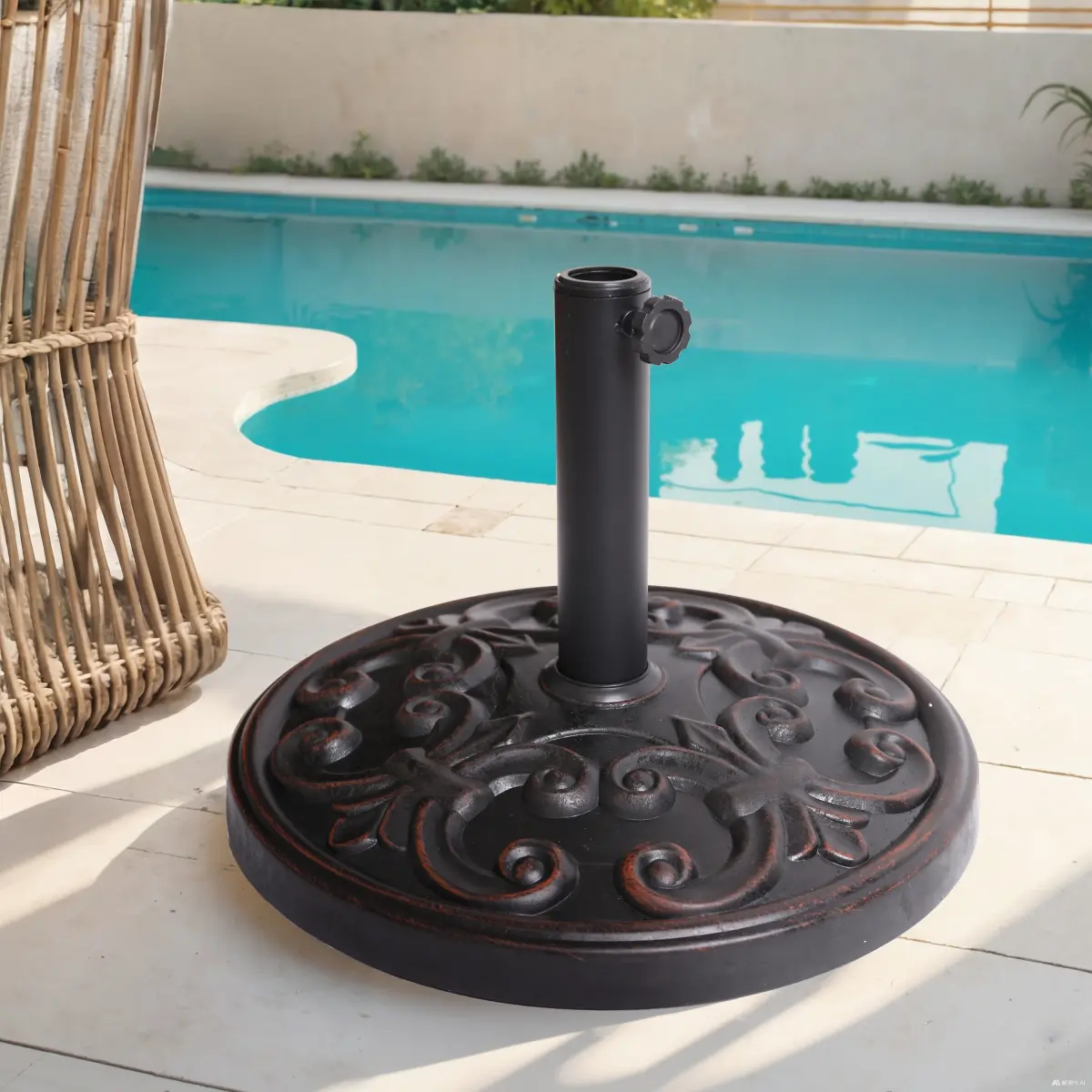 Christopher Knight Home® GOBI Classic Resin Outdoor Umbrella Base (60505.00) - Fits Standard Poles, Features Ornamental Swirls