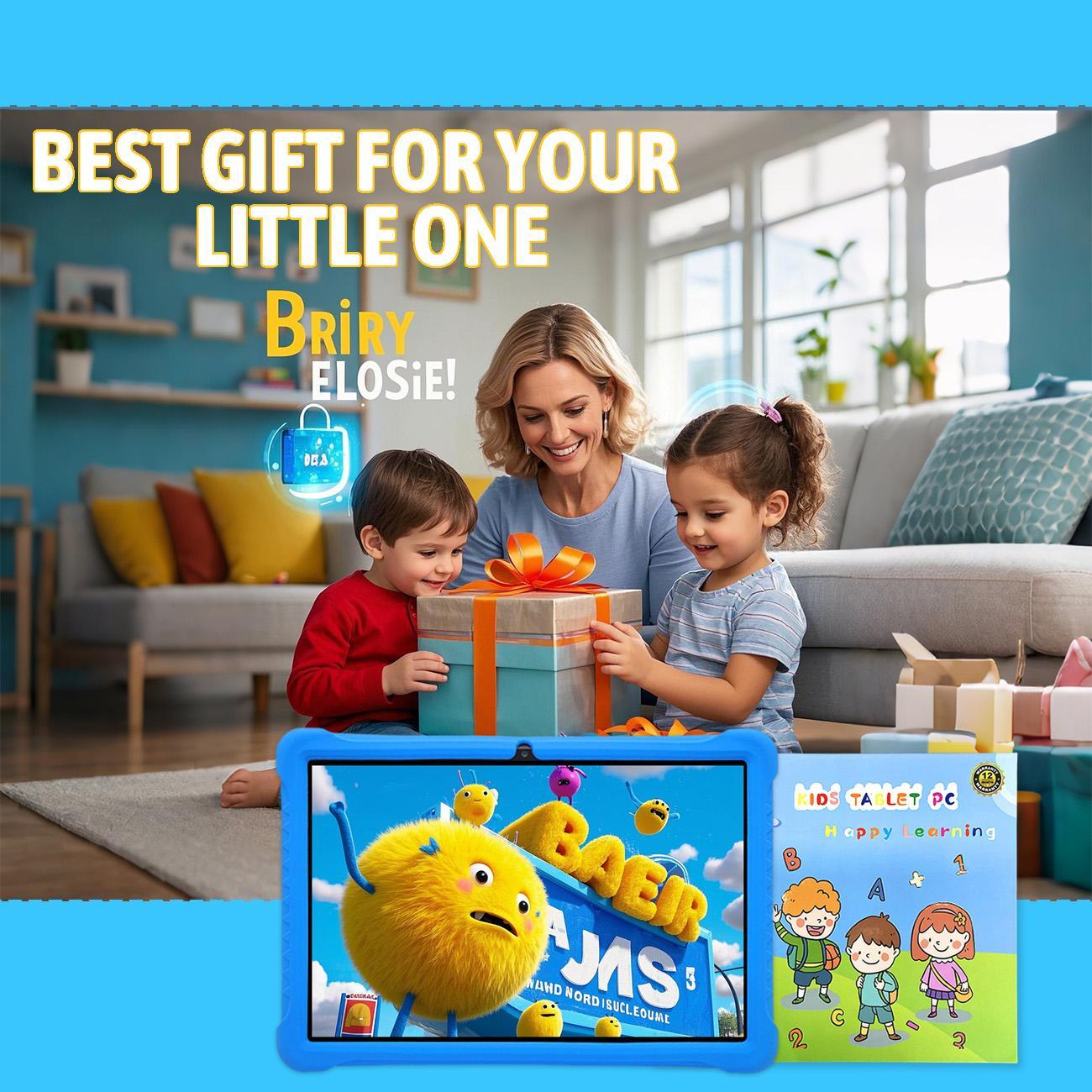 10.1 Inch Android Tablet, Parental Control Tablet with Shockproof Case, Dual Camera Tablet for Learning & Entertainment