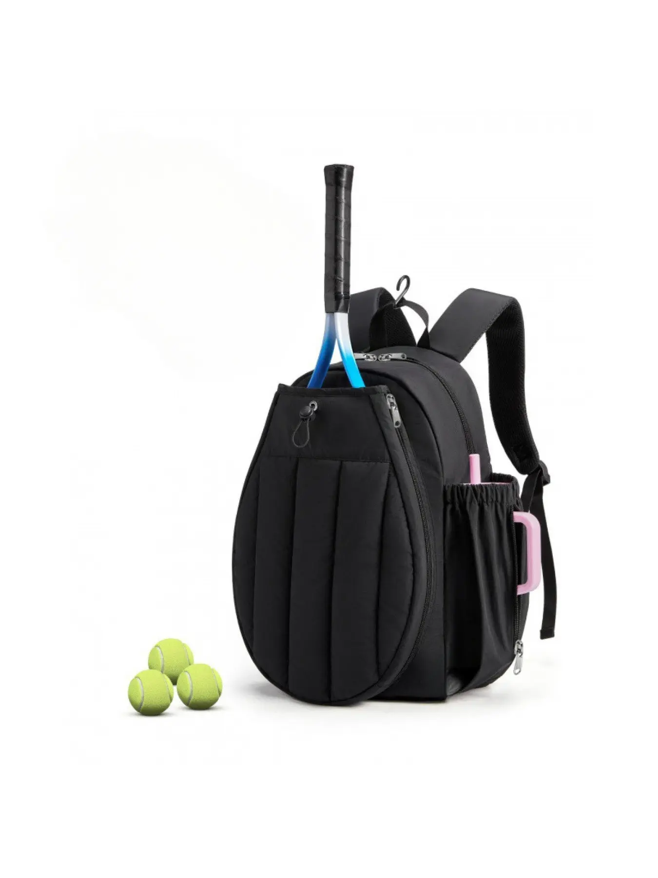Women's Fashion Backpack, Unisex Tennis Bag, Durable Quilted Sports Training Daypack, Dedicated Racket Compartment, Water Bottle Pocket, Versatile