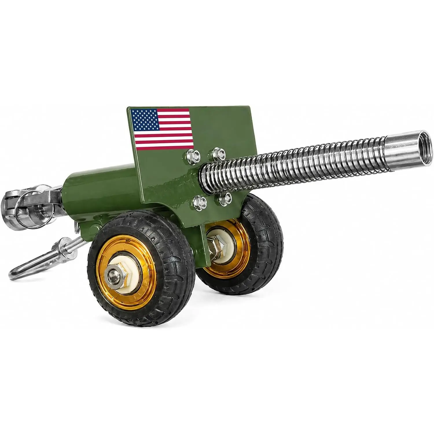 Stainless Steel Mini Cannon Model Firecracker Launching Style Handmade Metal Desktop Ornament Collectible Display Piece Gift (Large Single-Barrel Recoil Mini Cannon Model Green)