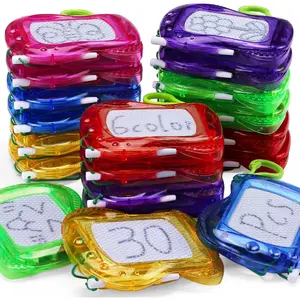 30 Pack Mini Magnetic Drawing Board for Kid(6 Colors), Keychain Clip Doodle sketch Writing Pad Goody Bag Filler, Toy Bulk for Toddler Rainbow Birthday Party Favor Classroom Supplies Treasure Box Prizefidget toys