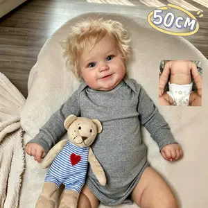 50cm Vinyl Doll Collection, Soft PP Fiber Body, Unisex Design, Blue Eyes, Hair, Magnetic Pacifier, Custom Clothes Included