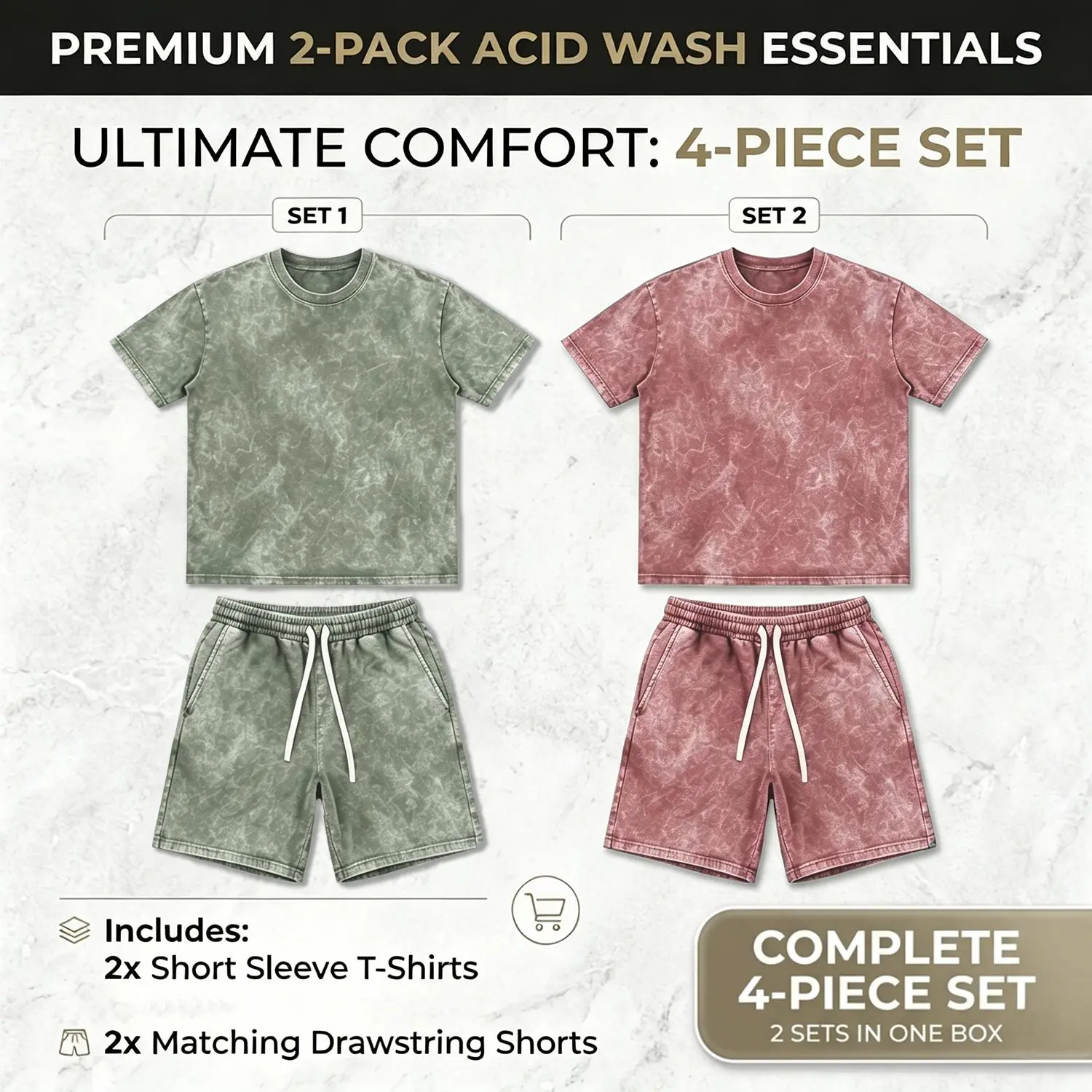 2 Sets - Acid Wash Green + Red