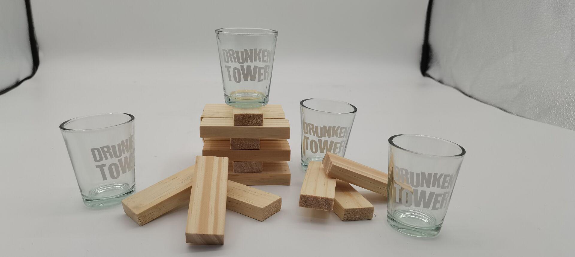 Drunken Tower Drinking Game with Shot Glasses, Stacking-tower game,Fun Stacking Challenge for Party, Holiday, and Game Night
