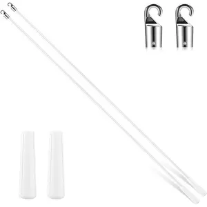 2 Pieces White Fiberglass Blind Wand Vertical Blinds Stick Replacement with Hook and Handle for Window Opener Accessory(36 Inch)