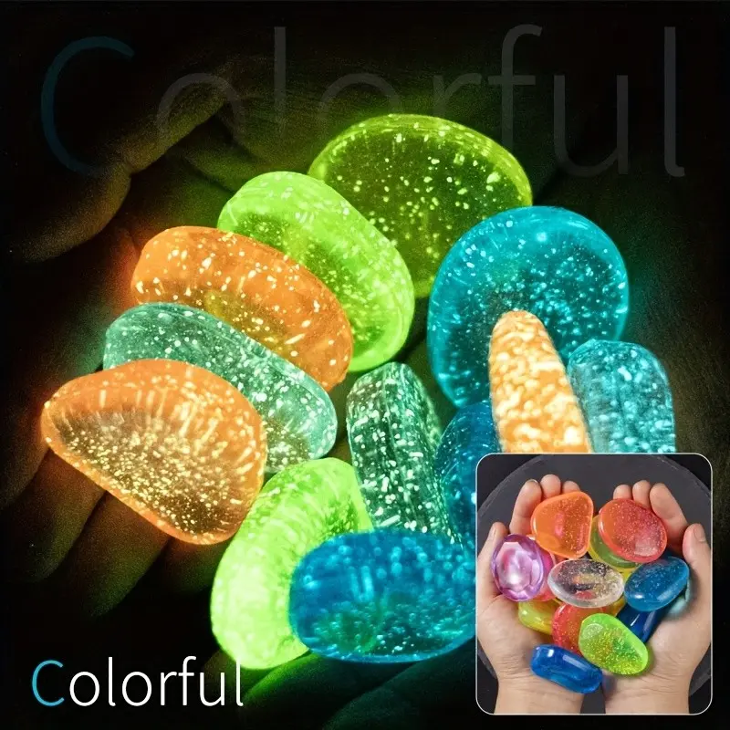 New 12pcs, luminous star point stones, each with a diameter of 1.85 inches, 0.4 pounds garden art star shaped luminous decorative stone, mini fairyland landscape stone, Halloween, Christmas potted artificial luminous stone