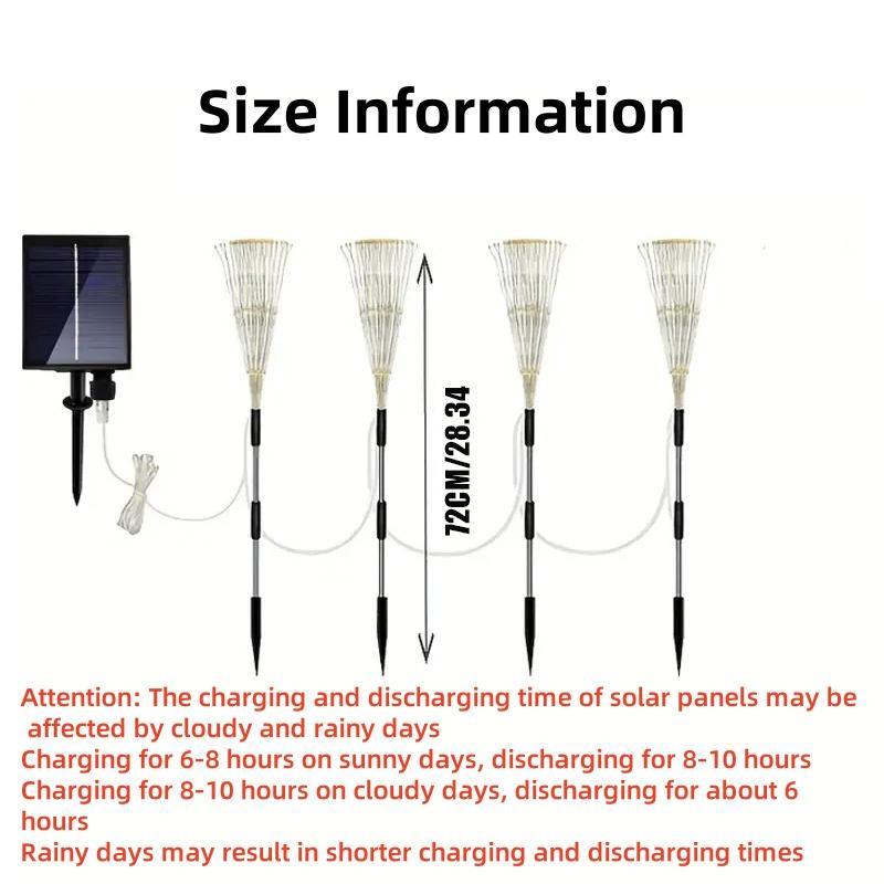 Solar Powered Firework Shaped Garden Light, 4 Counts LED Ground Inserted Light with 8 Modes, Decorative Light for Wedding, Party, Lawn, Patio, Outdoor