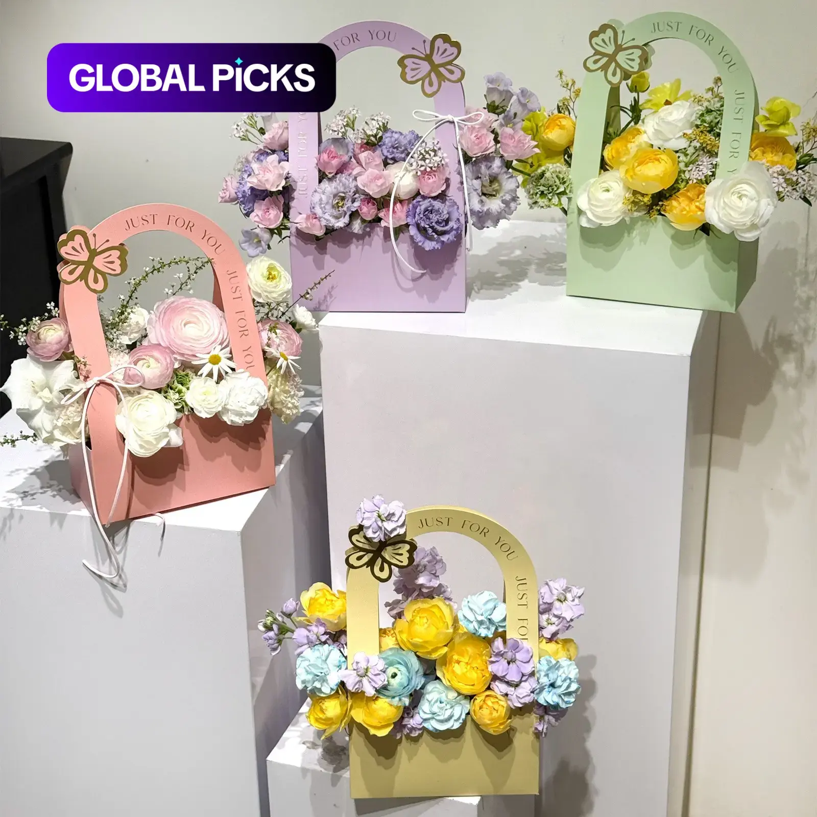 16 Pack Paper Bouquet Bags with Handle, Flower Wrapping Bags, Rose Wraps, Bouquet Wrapper for Florists, Flower Shops, DIY Bouquets, Mothers Day, Graduation, Birthday, Wedding Flowers, Gift Wrapping Supplies #GLOBAL PICKS