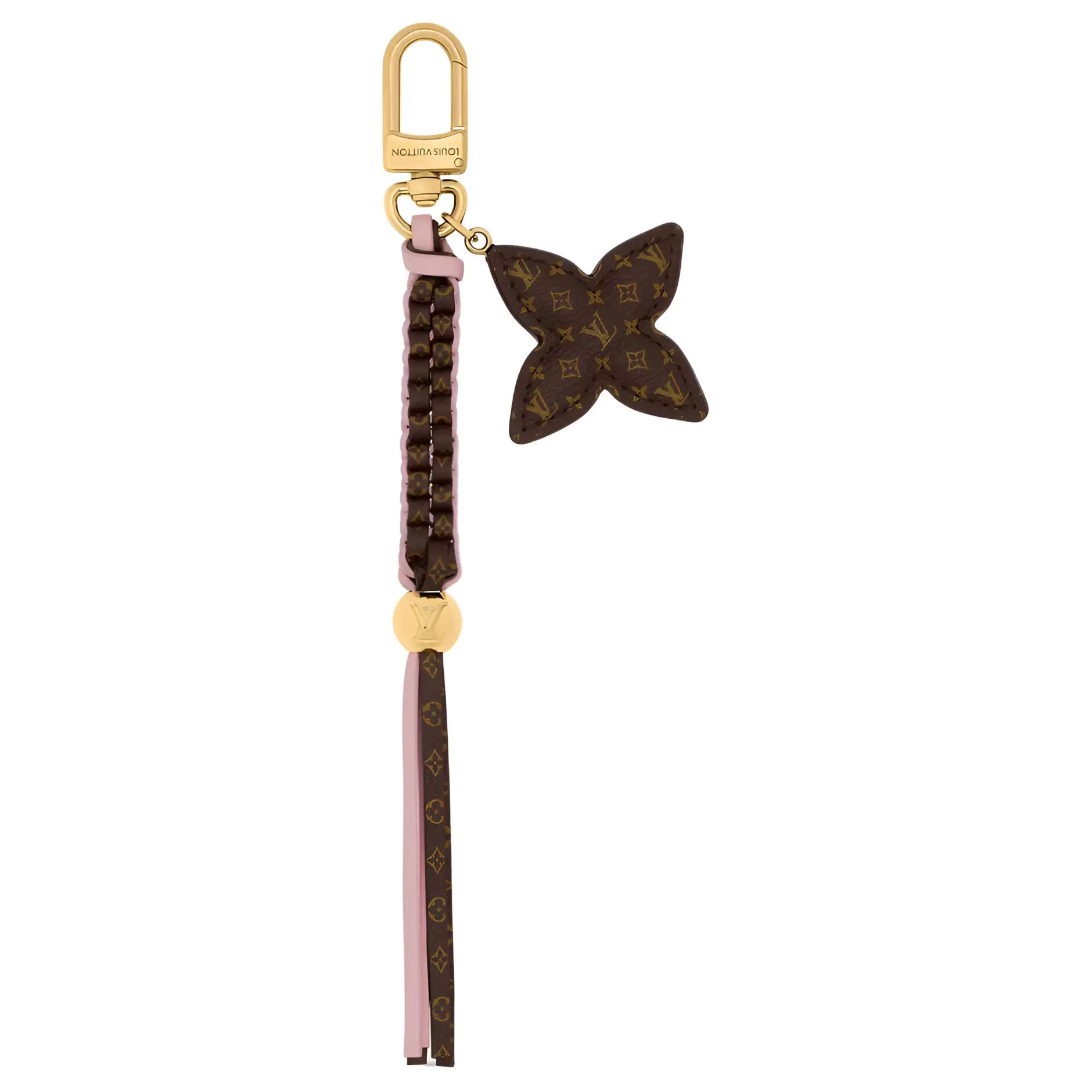 Louis Vuitton Scoubidou Monogram Leather Detachable Accessory Charm, Unisex Keychain Bag Pendant, Pink Handbag Charms for Luggage & Bags DIY Accessories