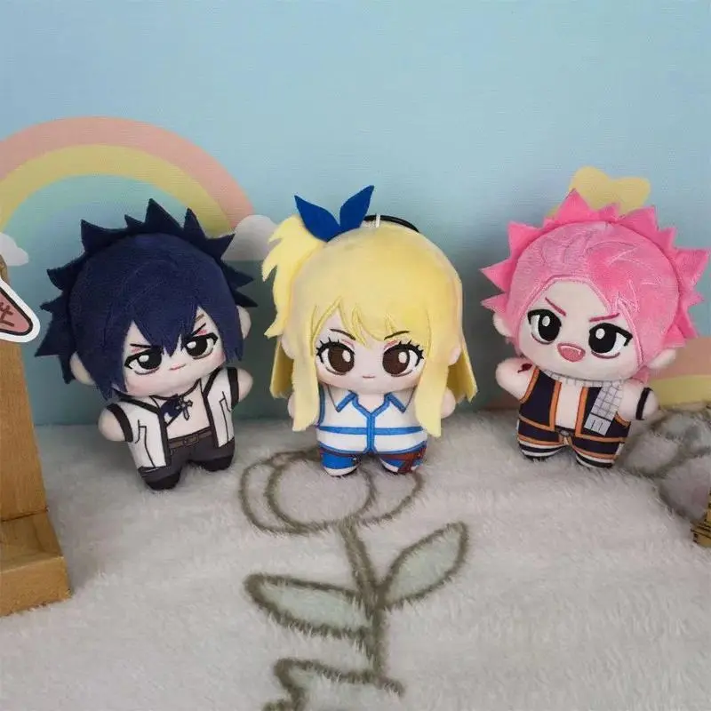 Fairy Tail Lucy Heartfilia Gray Fullbuster Natsu Dragneel 10cm Anime Plush Toys Idol Plushies Pillows Birthday Gift Lie on Your