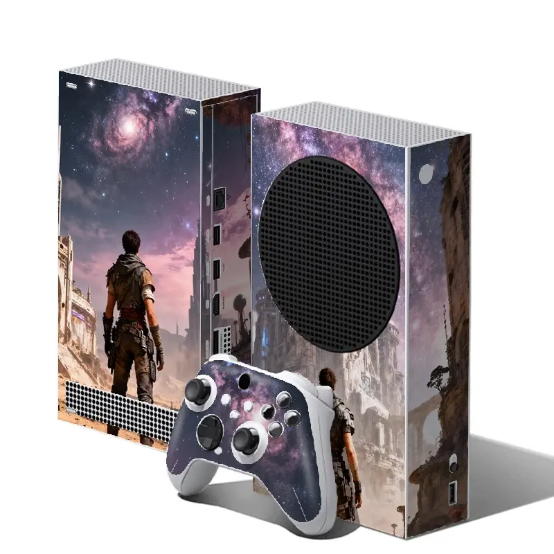 Cosmic Nebula Alien Planet Theme Skin Kit for Xbox Series S Console & Dual Controllers, Premium Vinyl Wrap, Anti‑Scratch Water‑Proof, Easy Peel Off Without Sticky Residue, Console Accessories