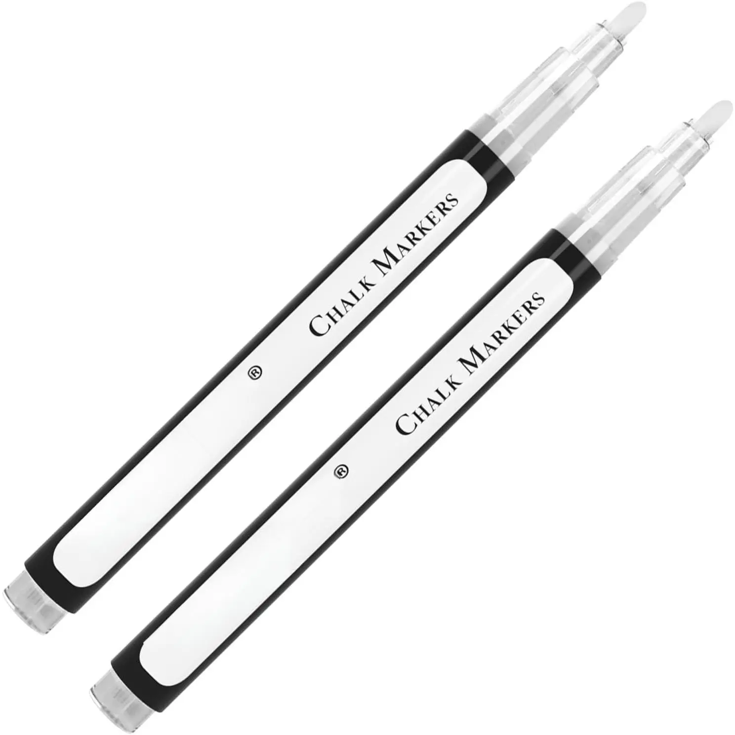 2 White Chalk Markers | 2mm Tip | For Windows, Blackboard, Dry Erase Board, Chalkboards, Glass, Easy Erase | White Chalk Pen